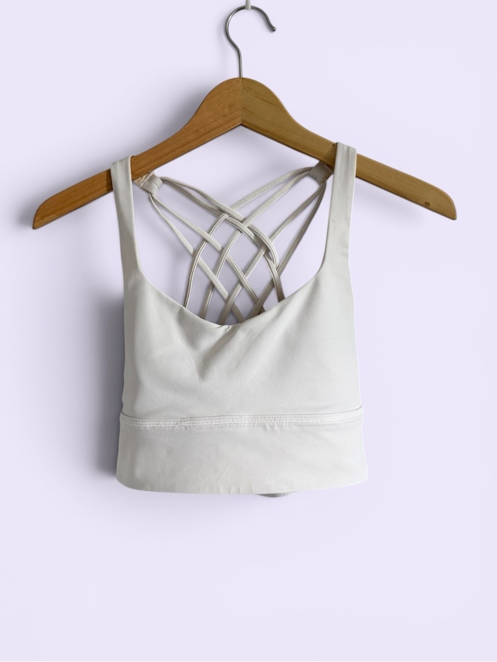 Lululemon Free To Be Serene Long Line Bra White Size 4 Strappy Back Yoga